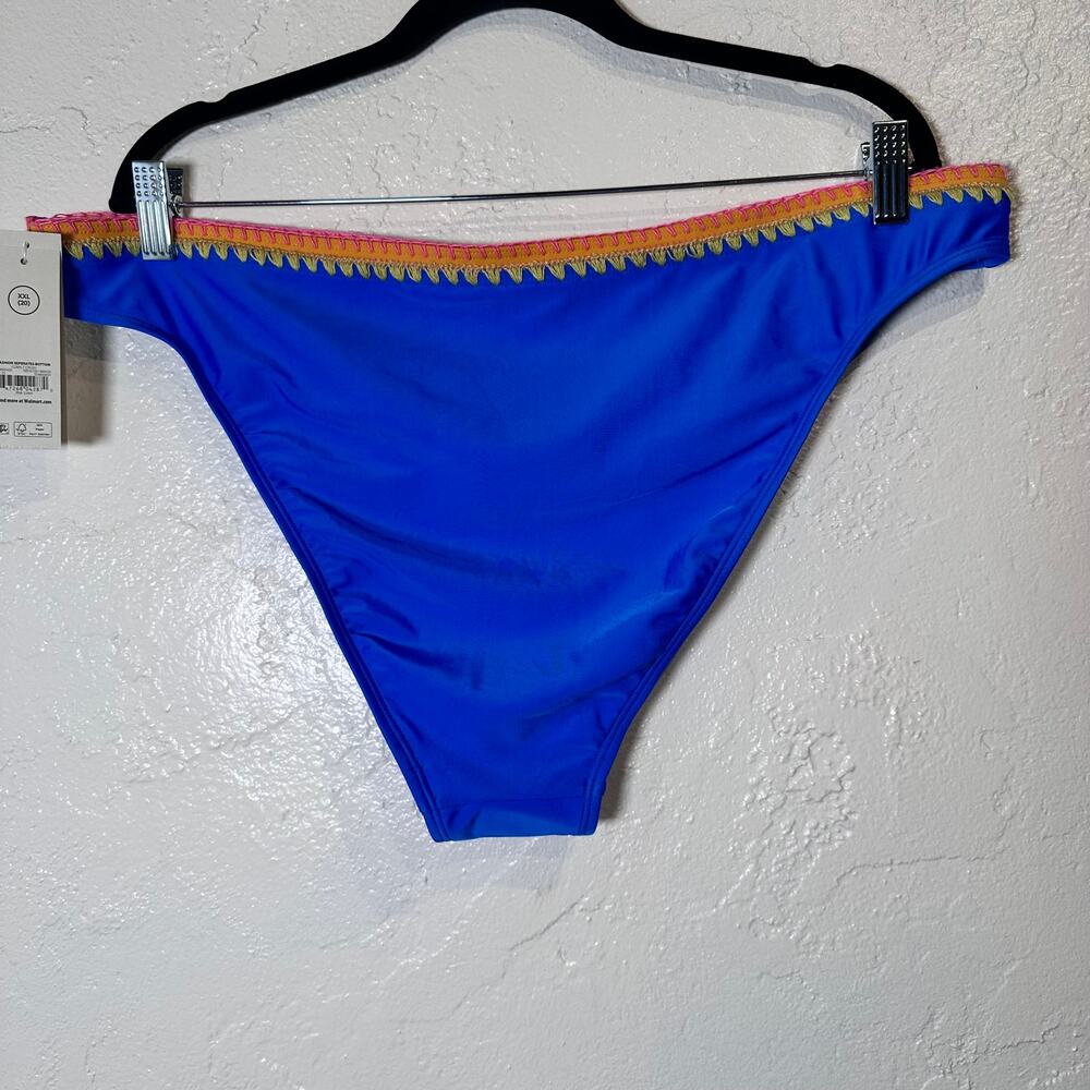 NWT No Boundaries NOBO Size XXL Bikini Bottoms Royal Blue Embroidered Cheeky